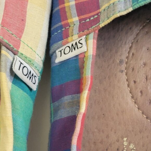 TOMS slip on shoes Womens Size 9.5 multicolor plaid - Picture 4 of 7